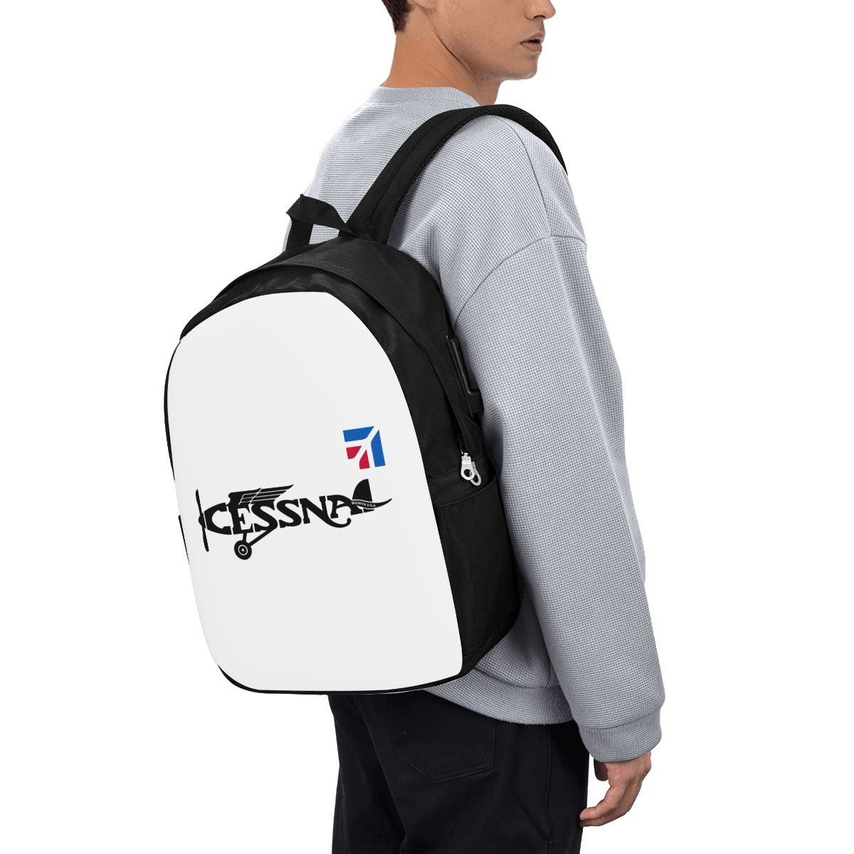 Woman In Bag - Cessna Logo Backpack Travel Notebook Bag