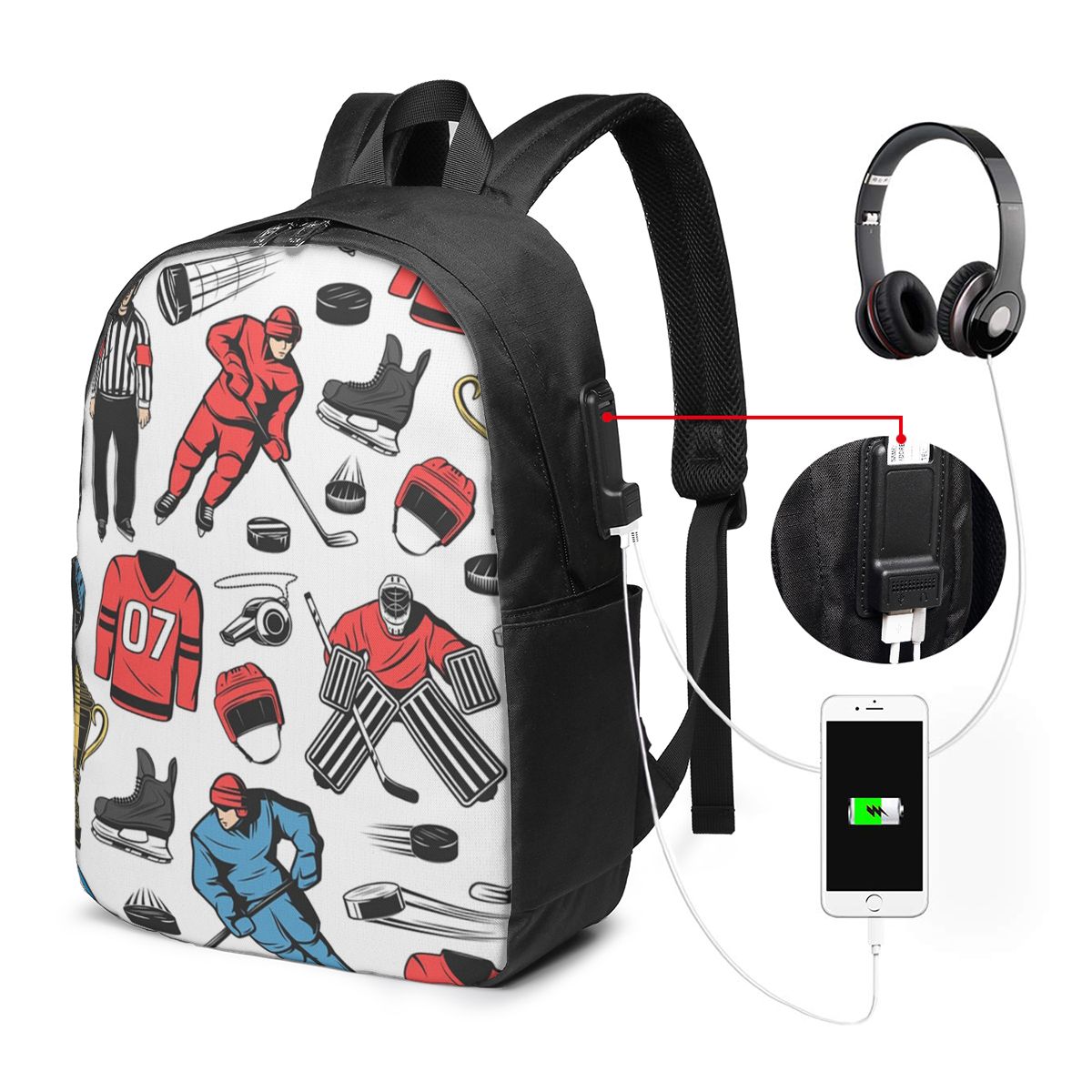 Woman In Bag - Ice Hockey Players On Rink Backpack