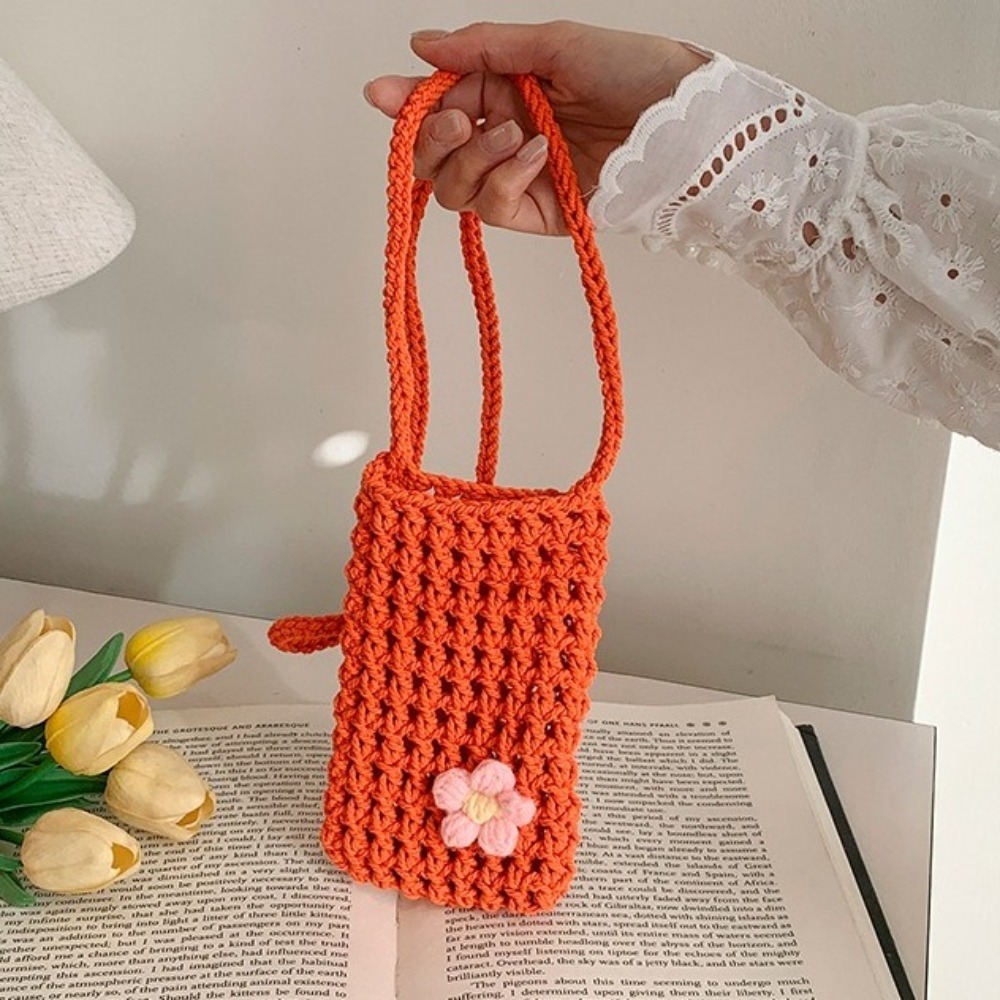 Crochet Market Bag - Sweet Flower Weaving Crossbody Bag Hollow