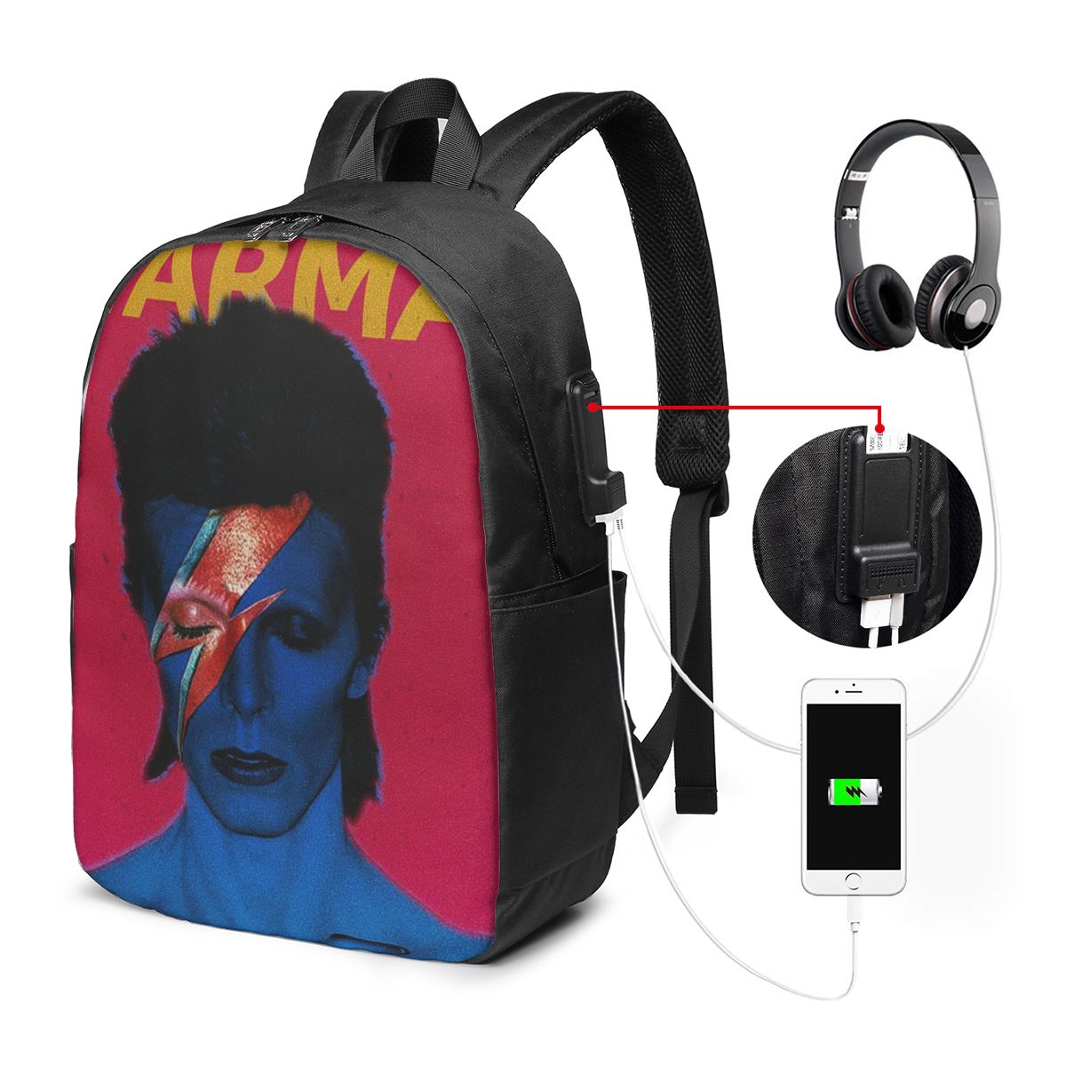 Woman In Bag - Davids Bowied Backpack Travel Notebook Bag
