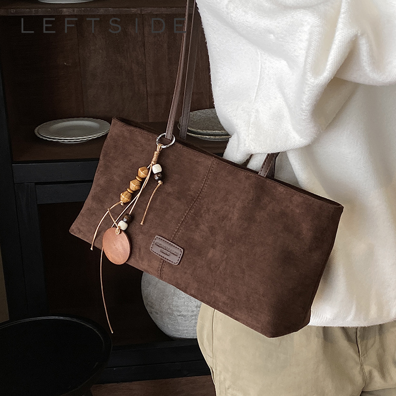Women Bags In Trend - LEFTSIDE Retro Suede Shoulder Tote Bag