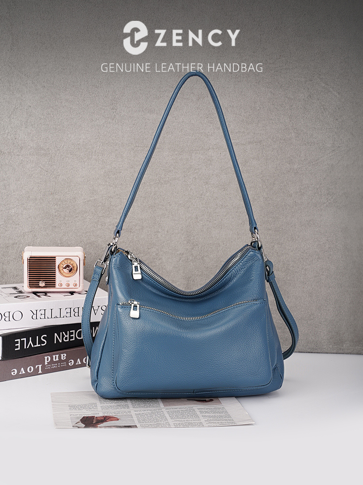 Zency Cowhide Leather Handbag  - Women Bags Grey 评论和价格