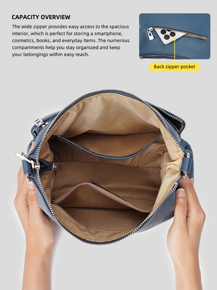 Zency Cowhide Leather Handbag  - Women Bags Grey 评论和价格