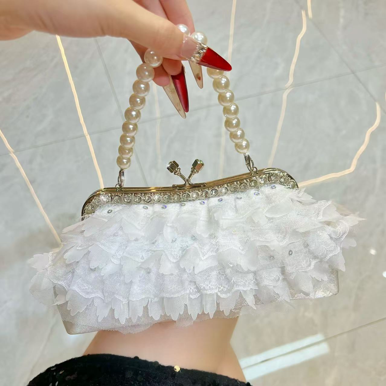 Evening Bag Women Pearl Chain  - Women'S Evening Bags 评论和价格
