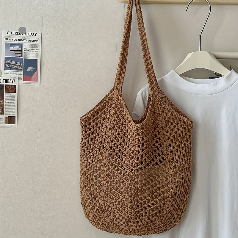 Crochet Mesh Tote Bag Hollow W - Crochet Market Bag 评论和价格