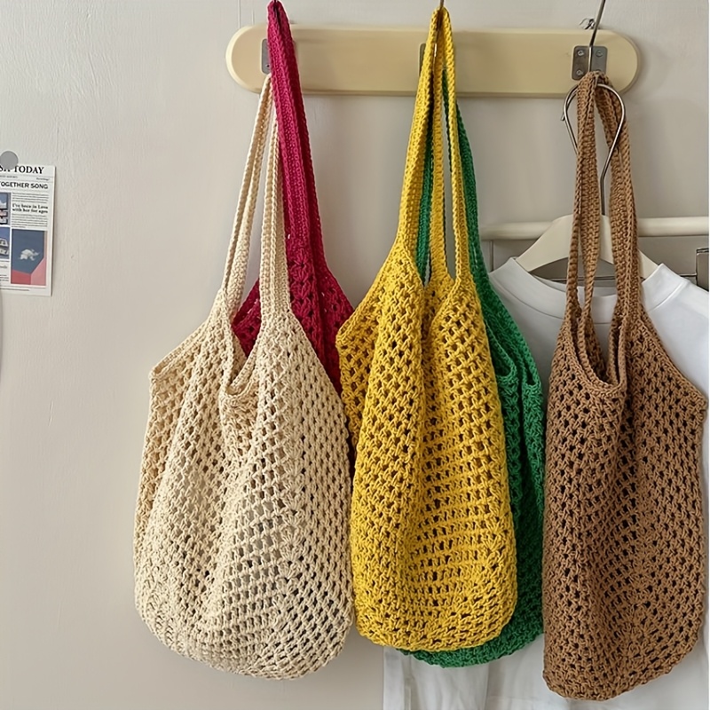 Crochet Mesh Tote Bag Hollow W - Crochet Market Bag 评论和价格