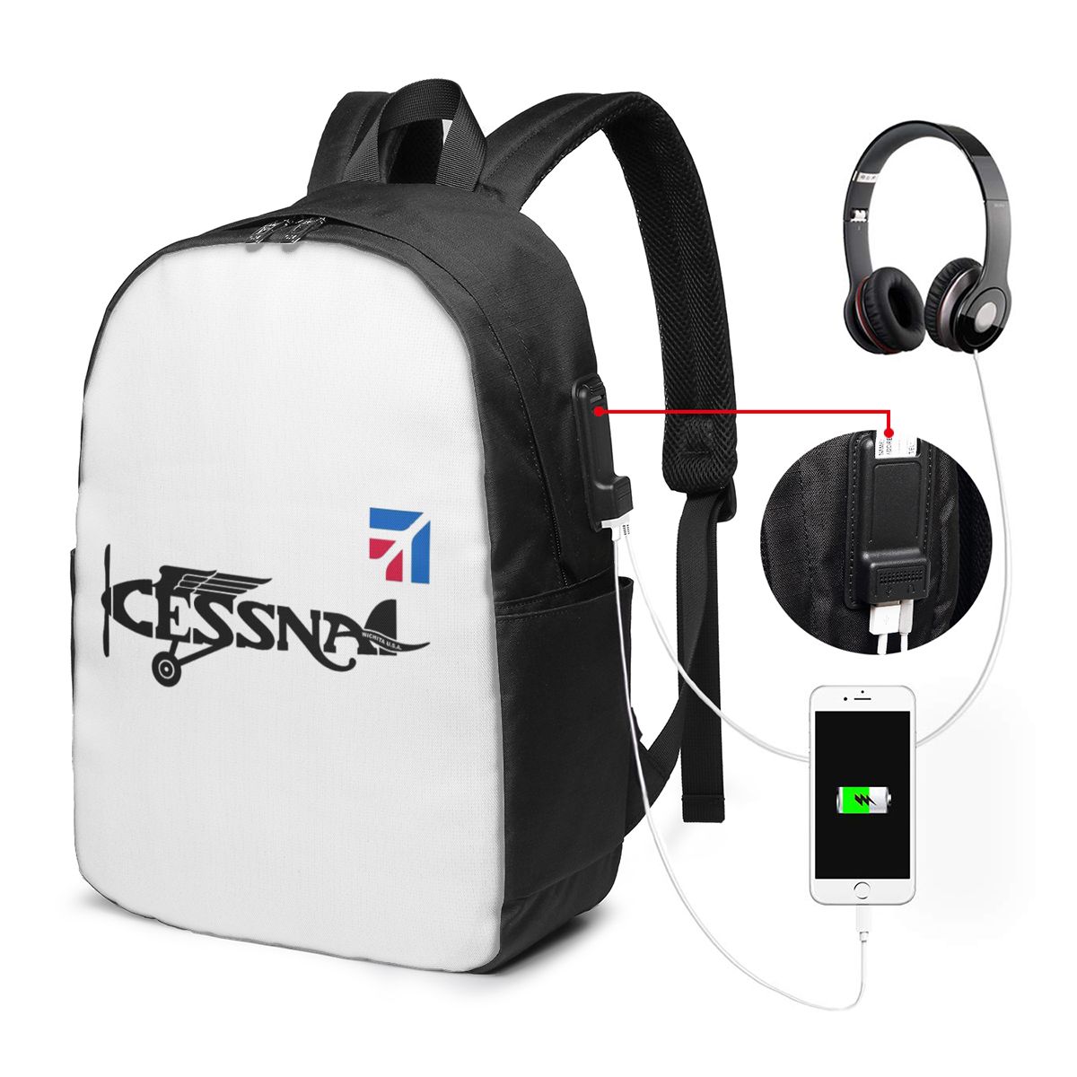 Cessna Logo Backpack Travel No - Woman In Bag 评论和价格