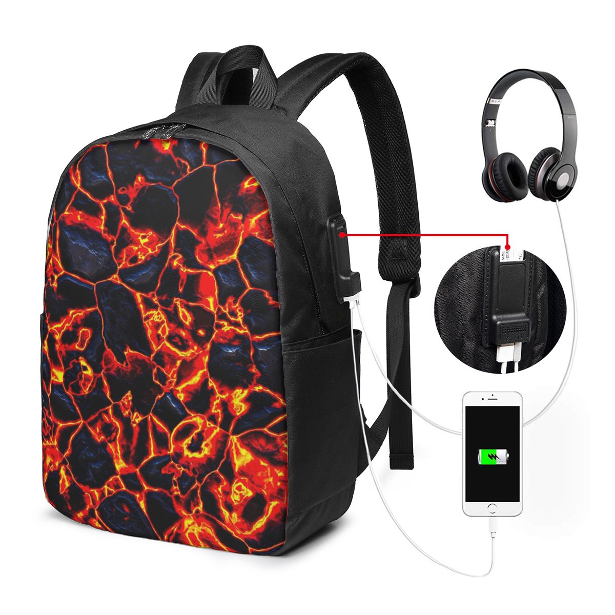 Magma Volcano Lava Fire Backpa - Woman In Bag 评论和价格