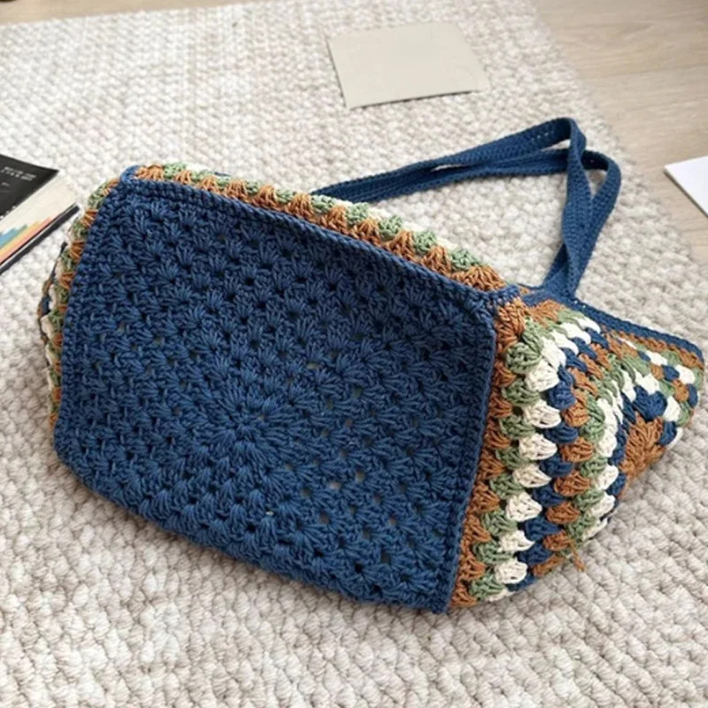 Granny Square Straw Shoulder B - Crochet Market Bag 评论和价格