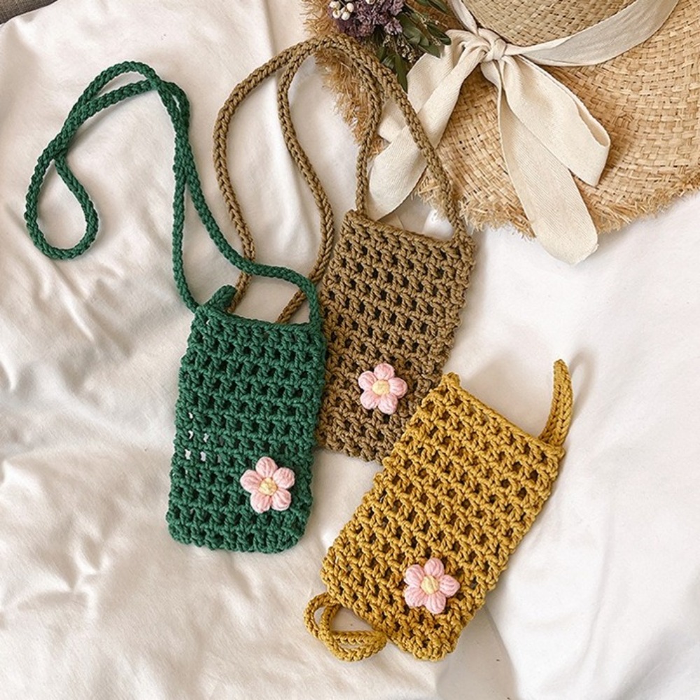 Sweet Flower Weaving Crossbody - Crochet Market Bag 评论和价格