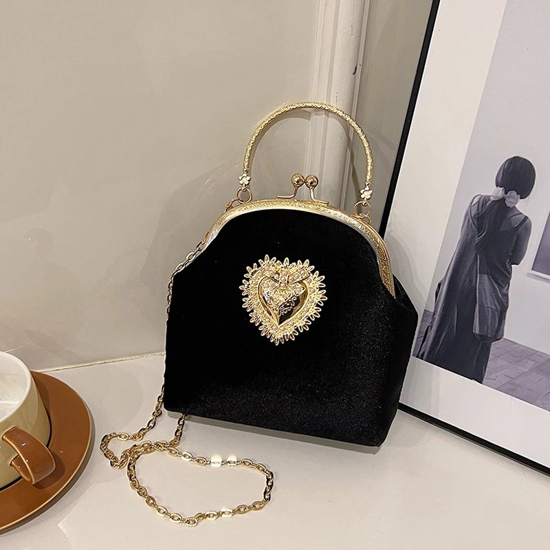 Chains Velvet Frame Heart Dinn - Women Bags For Sale 评论和价格