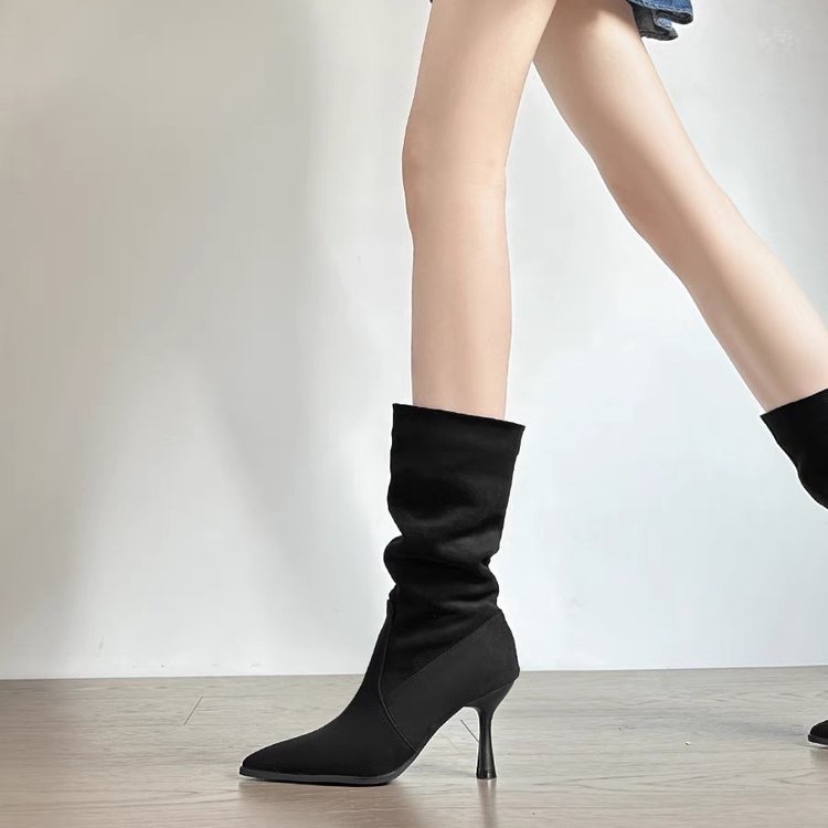 Cow Suede Mid-calf Modern Boot - Women Bags For Sale 评论和价格
