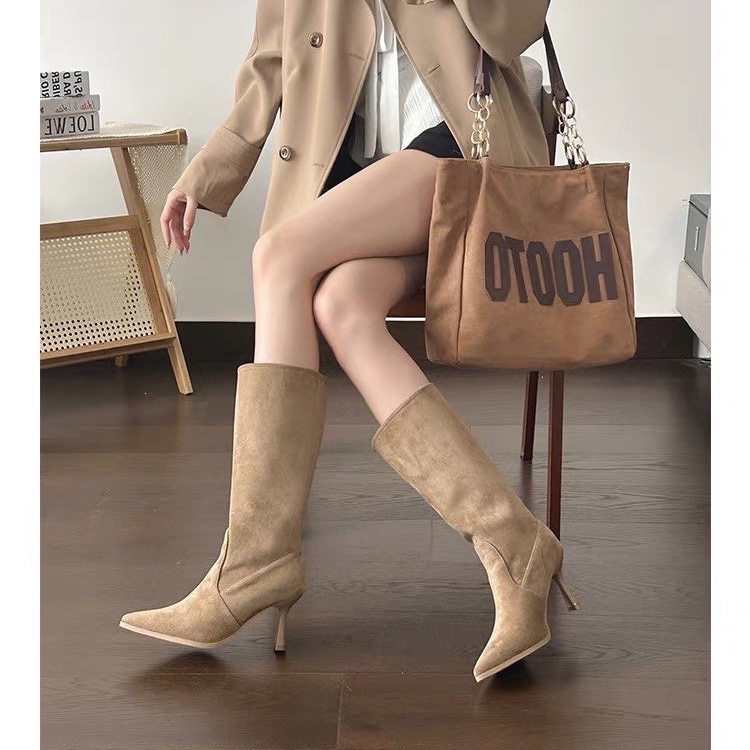 Cow Suede Mid-calf Modern Boot - Women Bags For Sale 评论和价格