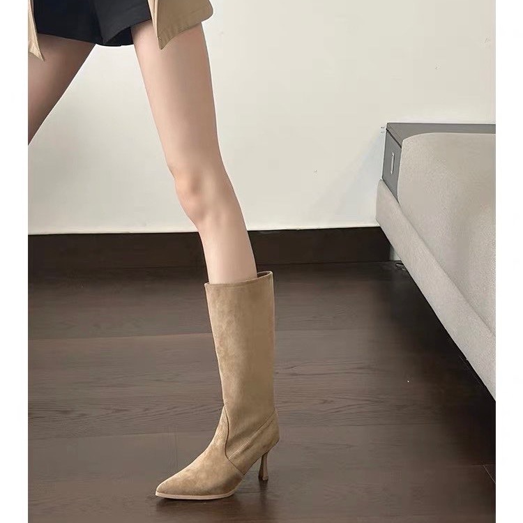 Cow Suede Mid-calf Modern Boot - Women Bags For Sale 评论和价格