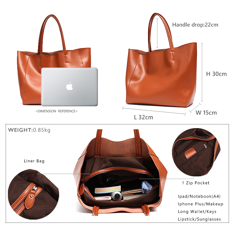 Luxury Brand Cow Leather Tote  - Women Bags Luxury Brands 评论和价格