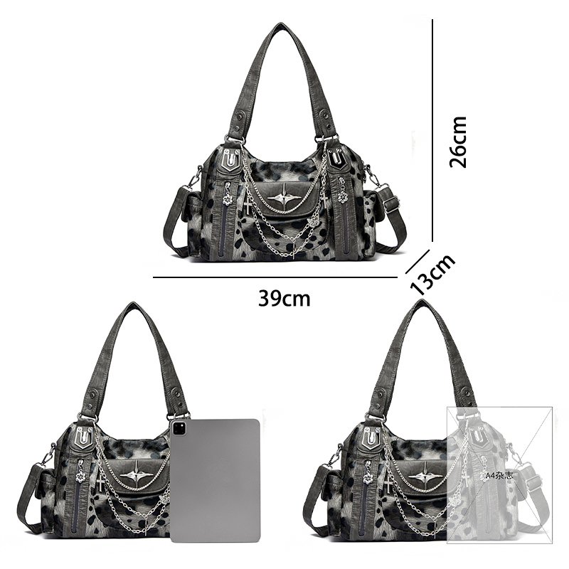 Grey Leopard Print Hangbag Cro - Women Bags Grey 评论和价格