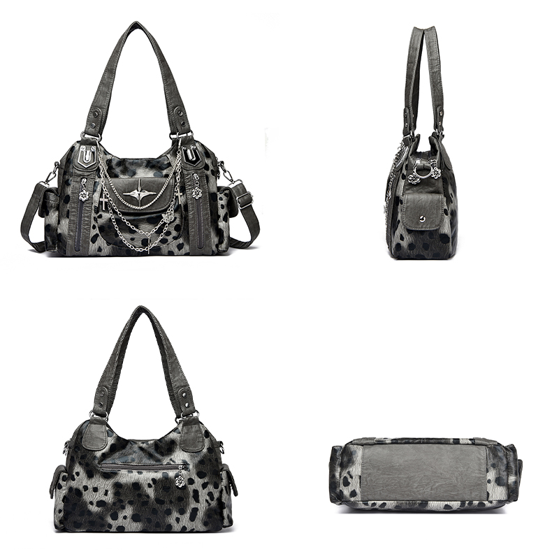 Grey Leopard Print Hangbag Cro - Women Bags Grey 评论和价格