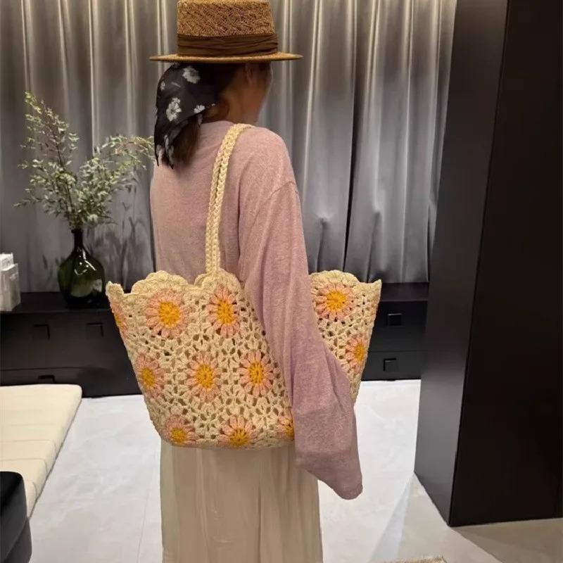 Vintage Flowers Handmade Knitt - Crochet Market Bag 评论和价格