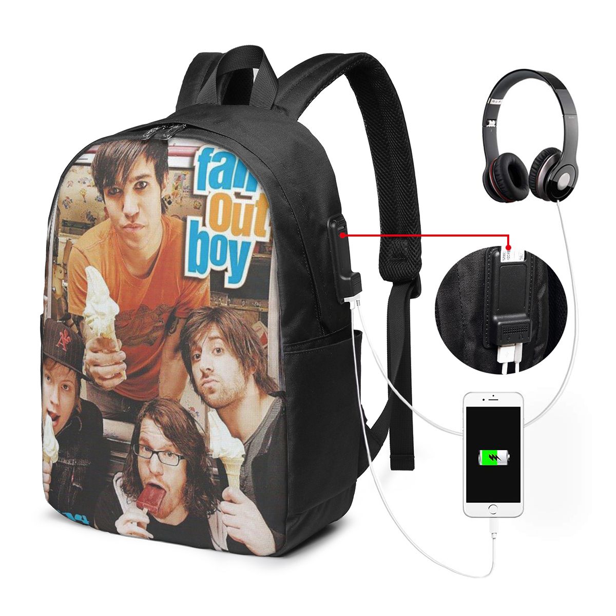 Fall Out Boy Backpack Travel N - Women Bags College 评论和价格